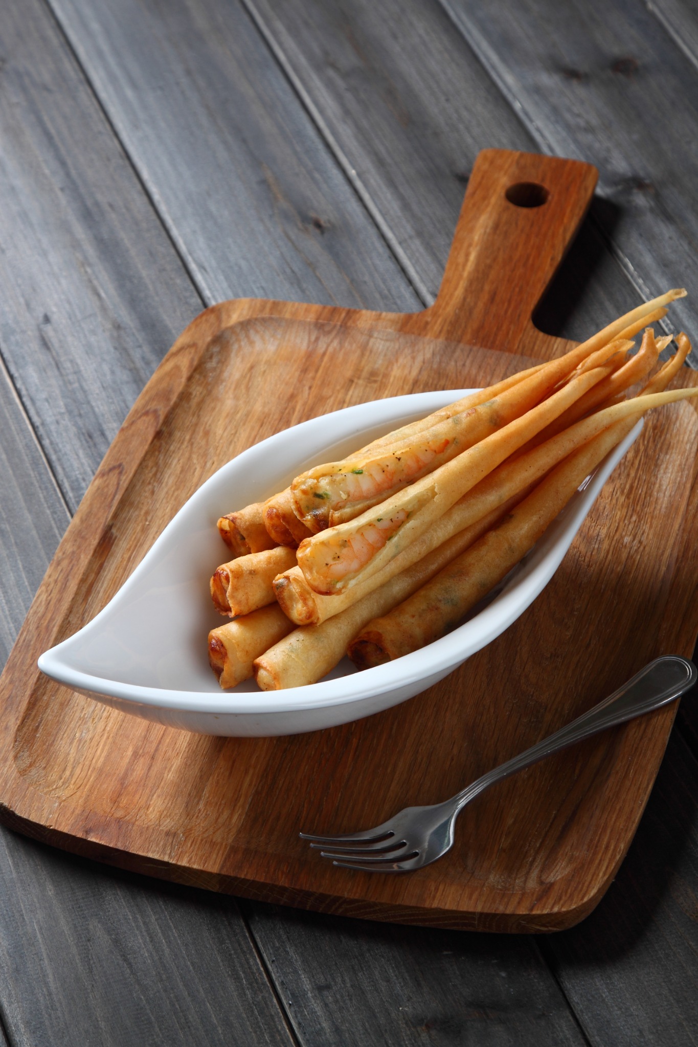 Joyfood Prawn Twisters showing whole shrimp and crisp pastry